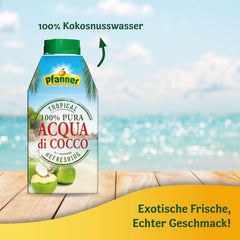Bebida de agua de coco Pfanner (8 X 500 ml) - Agua de coco sin azúcar Naty Shop