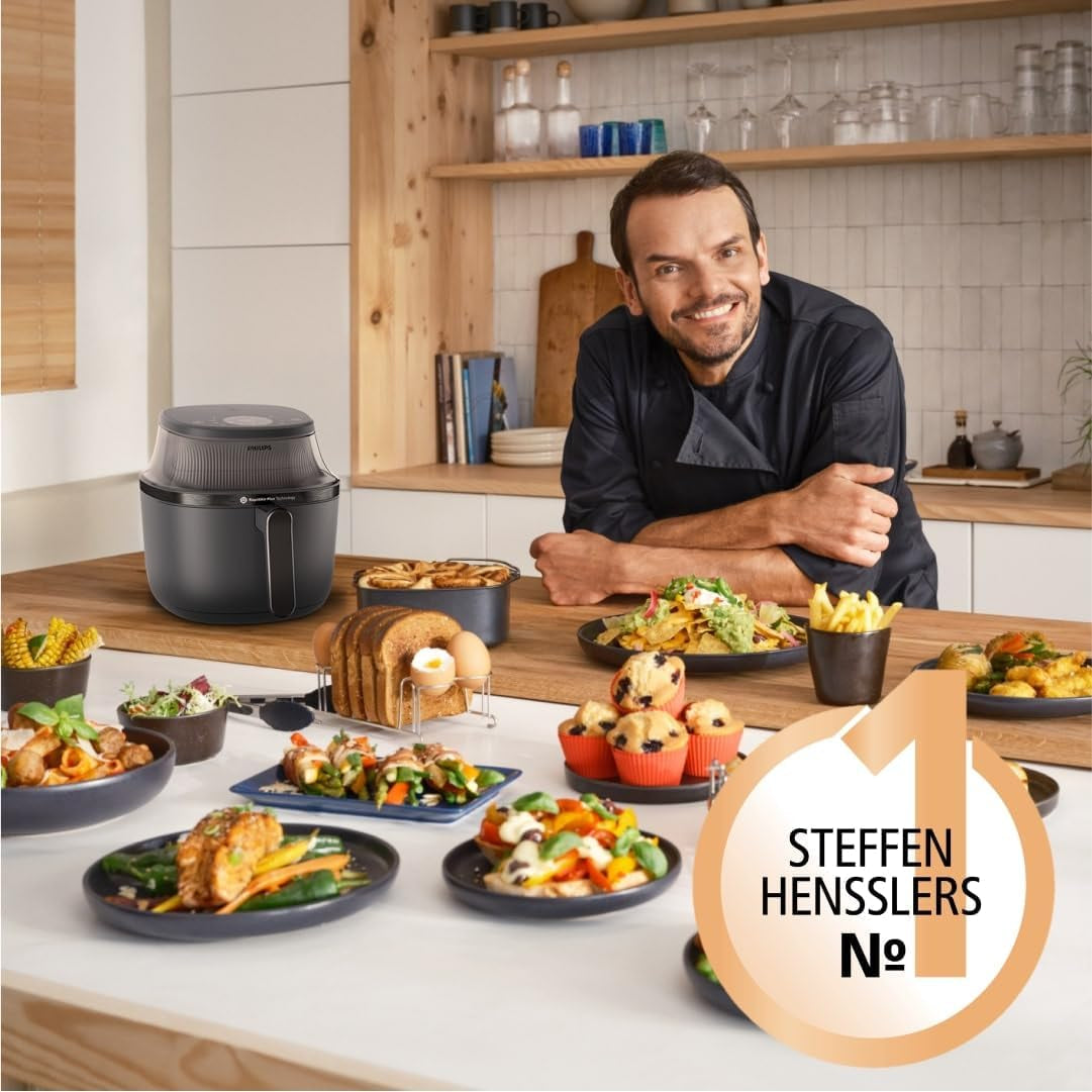 Philips Airfryer 3000 Series 6,2L, Ventana de cocción, 16 funciones de cocción en 1, Tecnología Rapidair plus, Eliminación de grasas, Aplicación de recetas Electrodomésticos Homeid Naty Shop