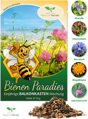 Magic of Nature Mezcla para cajas de balcón - 10 g de semillas - Plantas aptas para las abejas - Fácil de usar - Paraíso de las abejas - 5 especies nativas cultivadas - Adecuado para jardineras y maceteros
