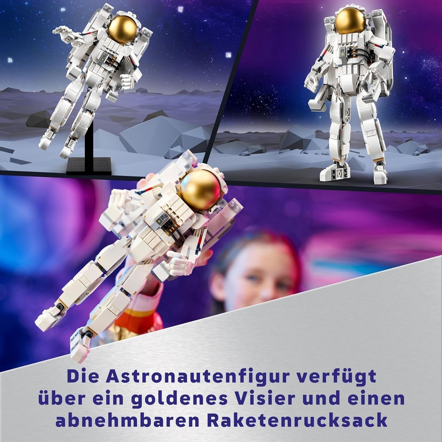 LEGO Creator Juguete de Astronauta Espacial 3 en 1, Kit de Modelo de Perro y Nave Espacial para niños, Decoraciones para jardín de Infantes, Regalo Creativo para niños y niñas de 9 años 31152 Juegos de construcción Besuche den LEGO-Store