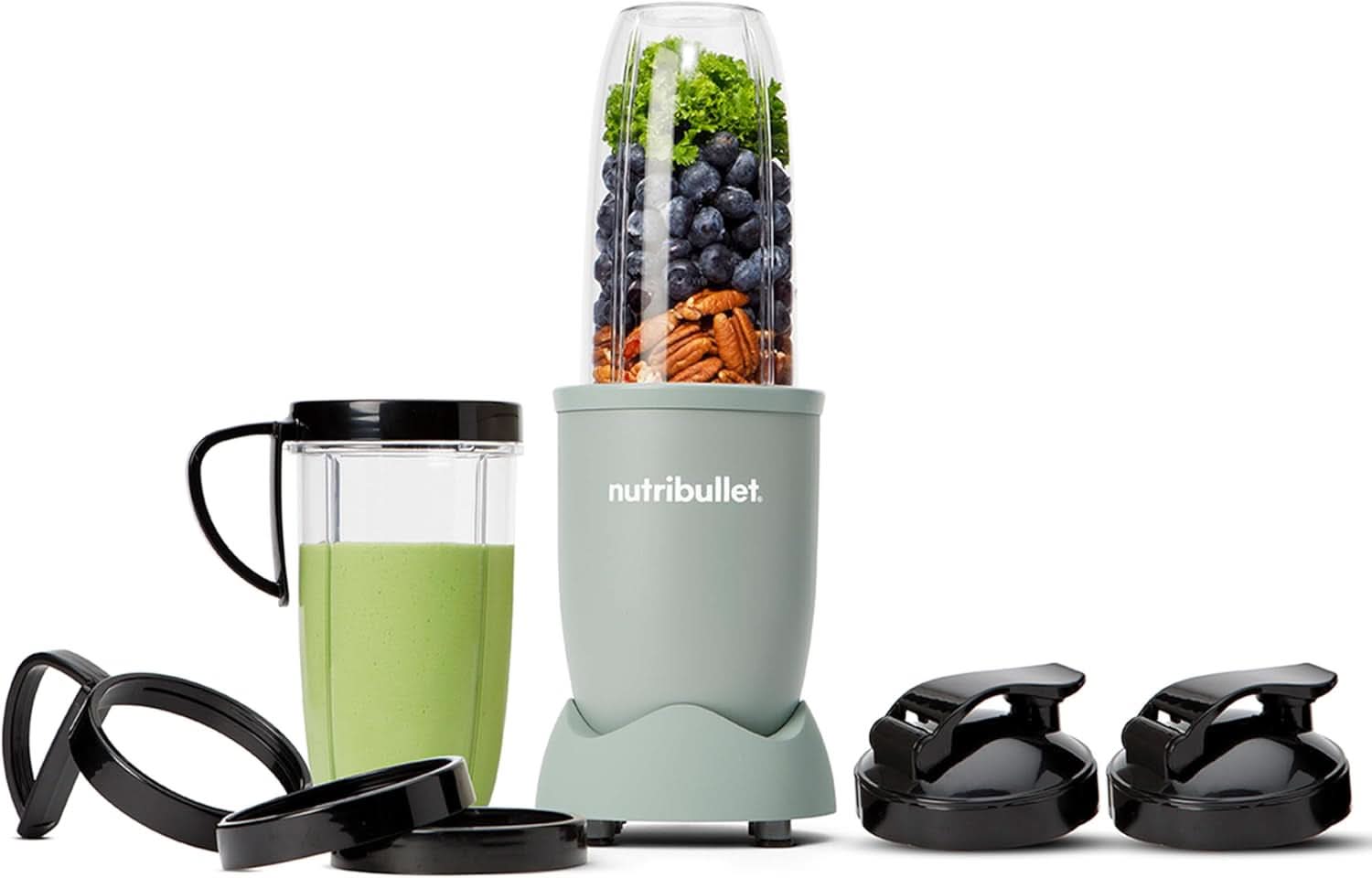 Nutribullet Pro, 900 Watt Leistung, Einfach Und Schnell in Der Anwendung, Kompakt, Leicht Zu Reinigen, Mit 700 Ml Becher, Smoothiemixer, Smoothie Maker, Elektrischer Mixer, NB904B, Schwarz Mama si Copilul Naty Shop Matt Jade Verpackung Mit Zubehör