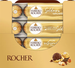 Ferrero Rocher - Bombones especiales crujientes y cremosos de avellanas - Regalo de San Valentín para él y para ella - 16 paquetes de 4 bombones individuales