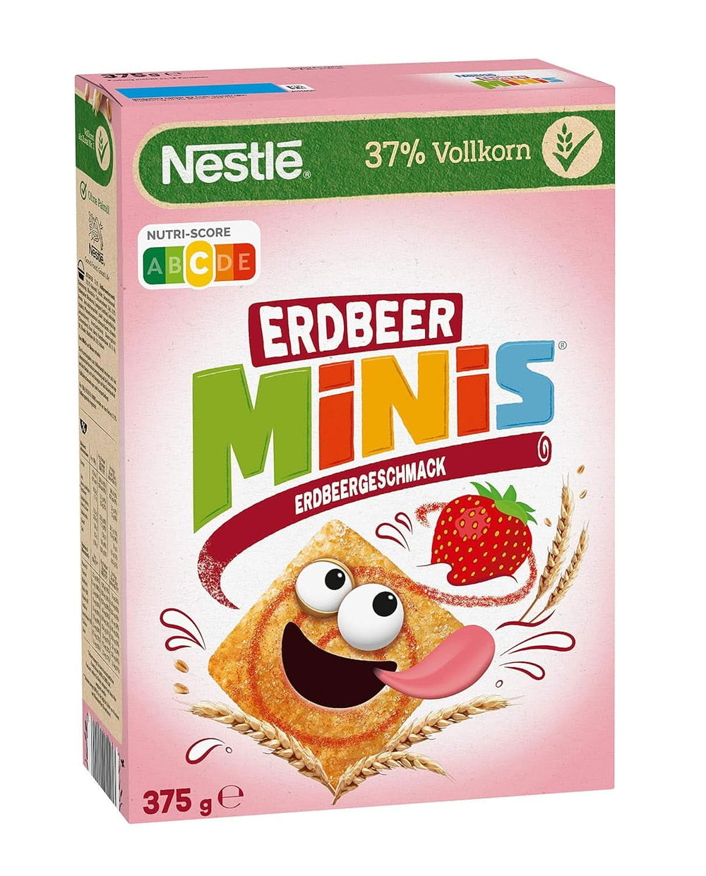 NESTLE Strawberry Minis, cereal con sabor a fresa y harina integral, set 7 x 375 gramos Cereales Naty Shop