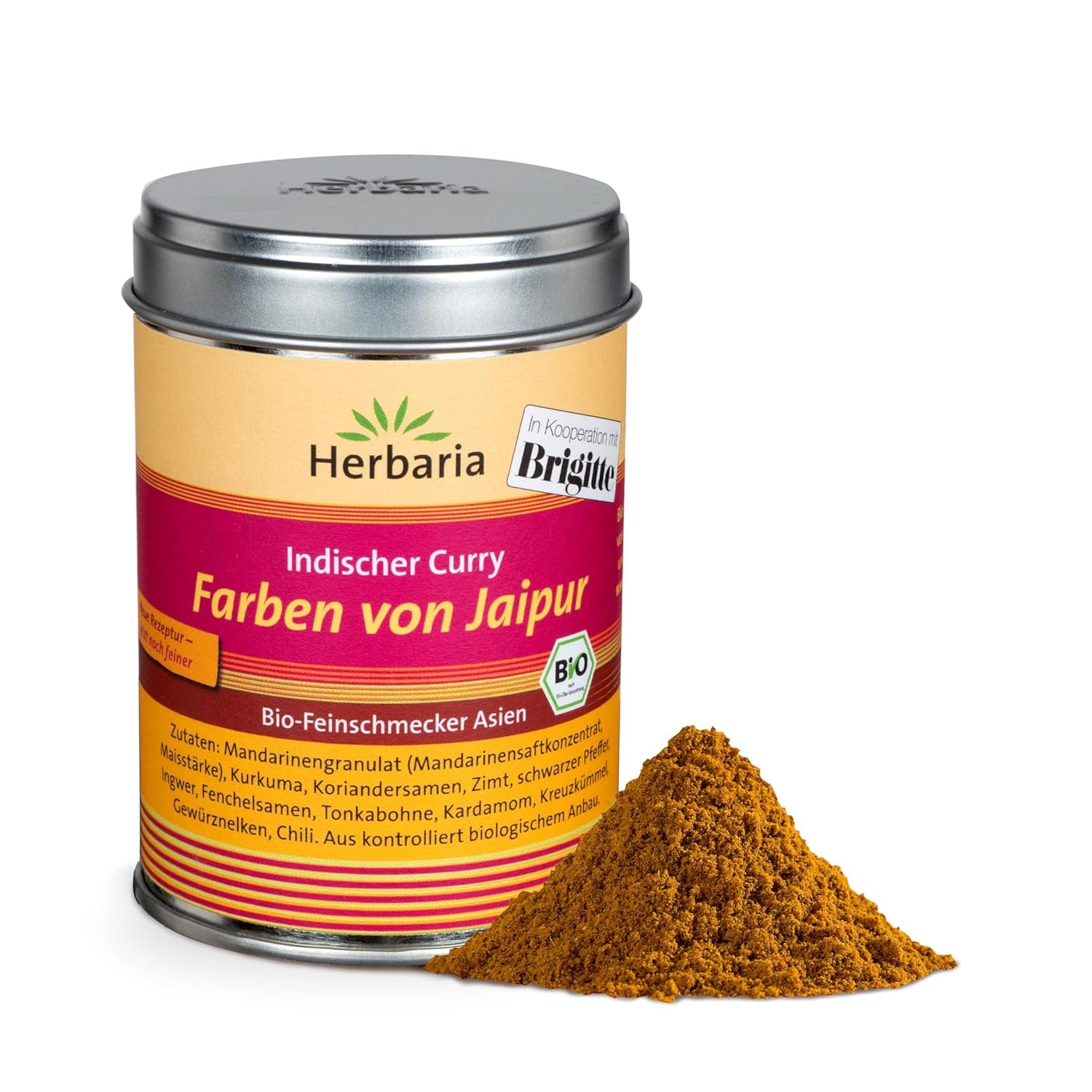 Herbaria Good Old Mild Curry bio 80g M-Dose – Currypulver, Currymischung - Bio-Gewürzmischung für klassische Curry-Spezialitäten z.B. Currywurst - erlesenen Ingrediente en nachhaltiger Aromaschutz-Dose