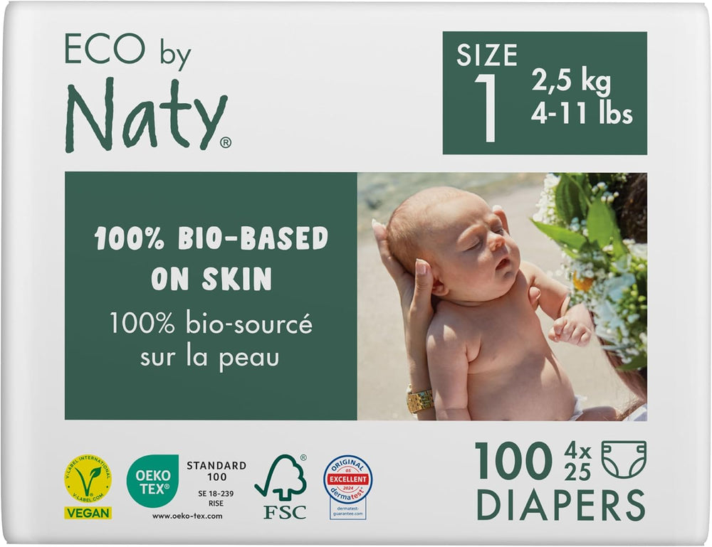 Pañales Eco Eco by Naty Baby Eco Pañales: pañales orgánicos de primera calidad, ecológicos, elaborados con materiales de origen vegetal, ideales para la piel sensible del bebé (tamaño 5 - 80 piezas)