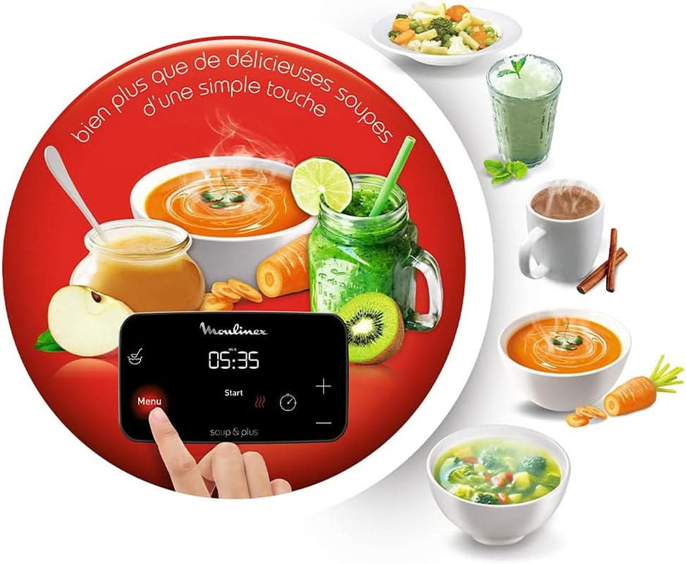 Soup&Plus LM924500 Batidora de pie, 1100 W, Schüssel 2 L, Edelstahlklingen, 3 programas automáticos, Manueller Modus, Perfektes Mixen, Suppen, Smoothies, Eussies, Made in France, Soup&Plus Mother and Child Naty Shop