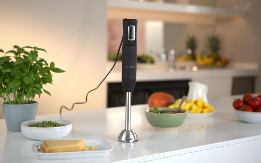 Emerio HB-111446 Batidora de pie, TESTSIEGER Preis/Leistung, Gummierter Rutschfester Griff, Edelstahl, Bpa-Frei, Schwarz, 250W Cocina Naty Shop