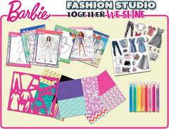 Lisciani - BARBIE - Skizzenbuch Set Wir Glänzen - Modestudio - Models zum Anziehen - Kreatives Spiel - Supermodische Kleidung - Farbmarker - Für Mädchen ab 4 Jahren