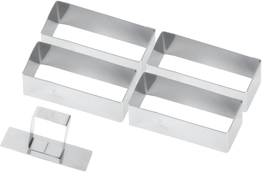 881780 Cutie conține 4 forme dreptunghiulare + pistil din oțel inoxidabil.