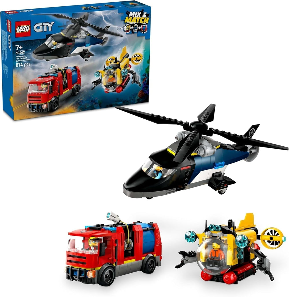 LEGO City Conjunto combinado de helicóptero, coche león y submarino y 3 minifiguras - Vehículos de juguete para construir para niños y niñas a partir de 7 años - Regalo de cumpleaños y vacaciones 60462 Juegos de construcción Besuche den LEGO-Store Default title