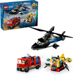 LEGO City Conjunto combinado de helicóptero, coche león y submarino y 3 minifiguras - Vehículos de juguete para construir para niños y niñas a partir de 7 años - Regalo de cumpleaños y vacaciones 60462 Juegos de construcción Besuche den LEGO-Store Default title