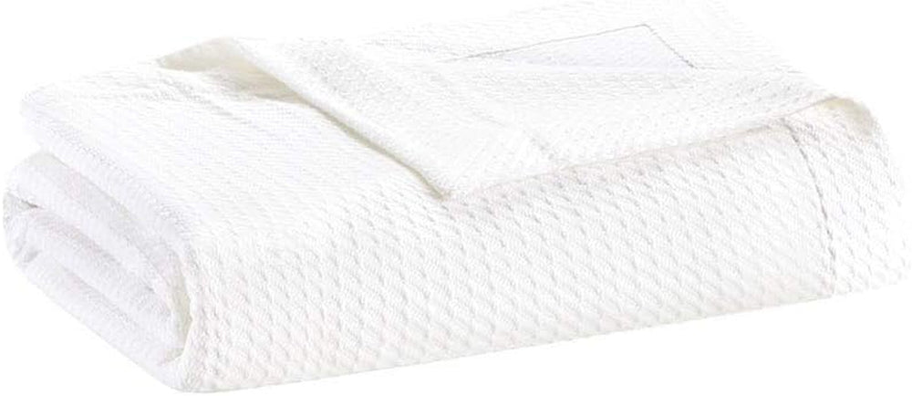 Madison Park 100% bumbac egiptean, respirabil, pătură confortabilă, tricotat premium, sezon de lux, acoperire ușoară pentru pat, canapea și canapea, pat Full/Queensize, Rose Plapumi si pilote Naty Shop Grădină albă/opulentă Rege