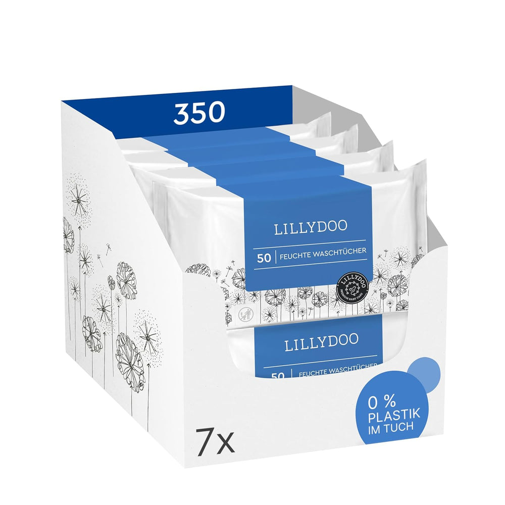 LILLYDOO Toallitas húmedas 50 unidades 100% sin plástico Toallita extra grande sin perfume
