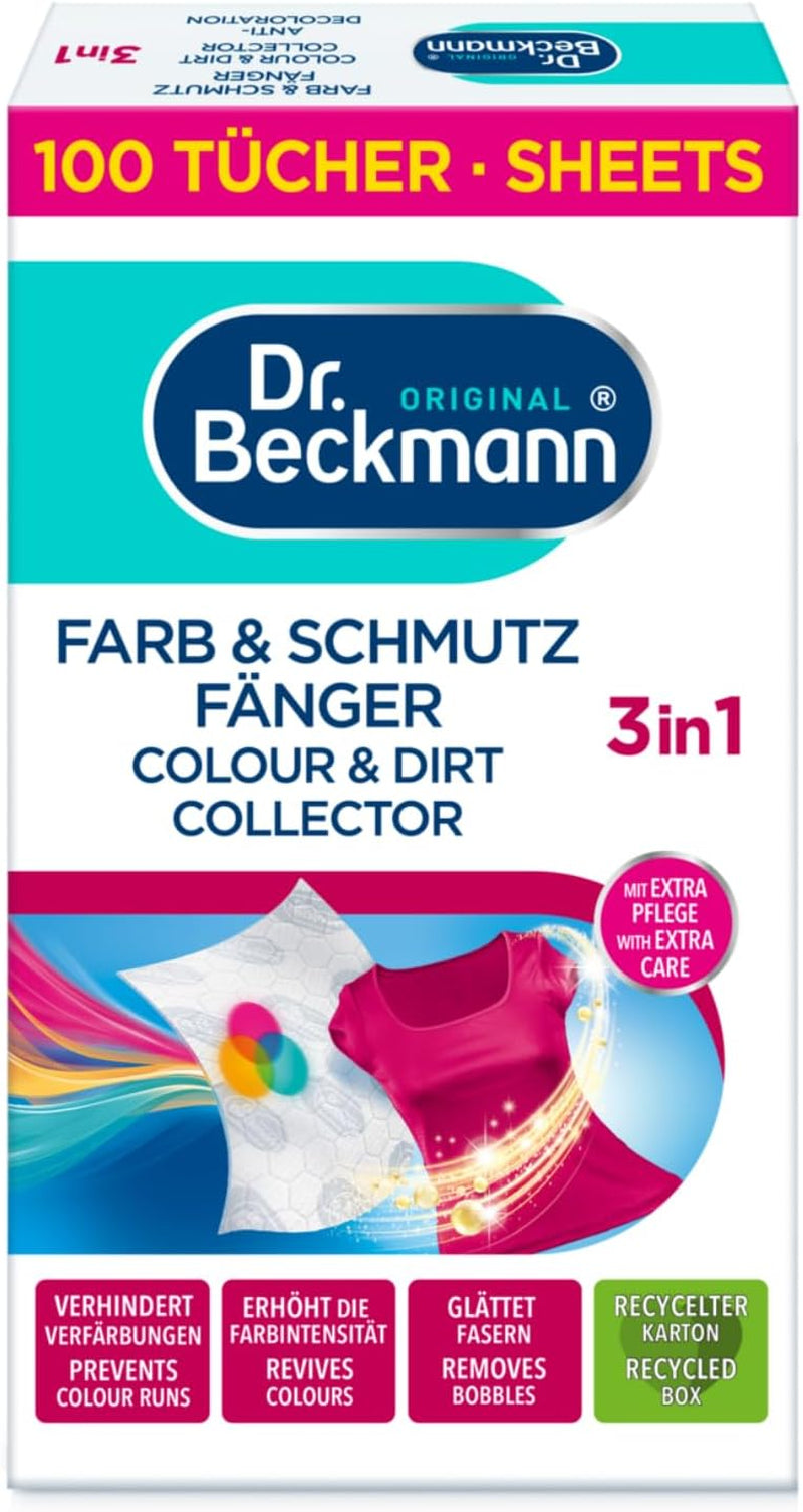 Dr. Beckmann Color & Dirt Catcher Avanzado| Protección del color duradera | Con microfibra y moléculas captadoras de color para dar brillo | 100 paños Naty Shop