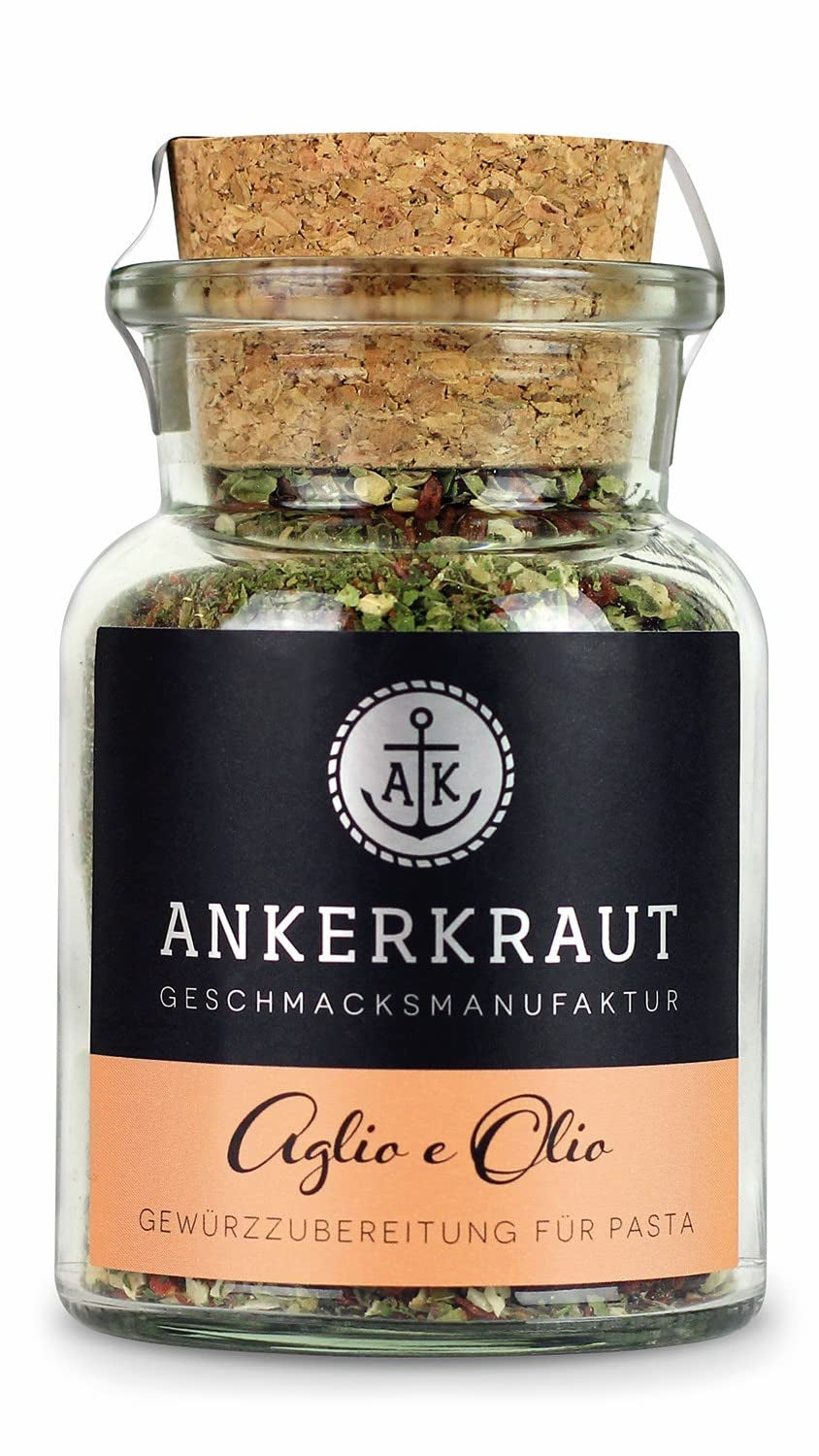 Ankerkraut Aglio e Olio, Gewürzmischung italiano para pasta y espaguetis-fideos clásicos, 120 g en bolsa aromática