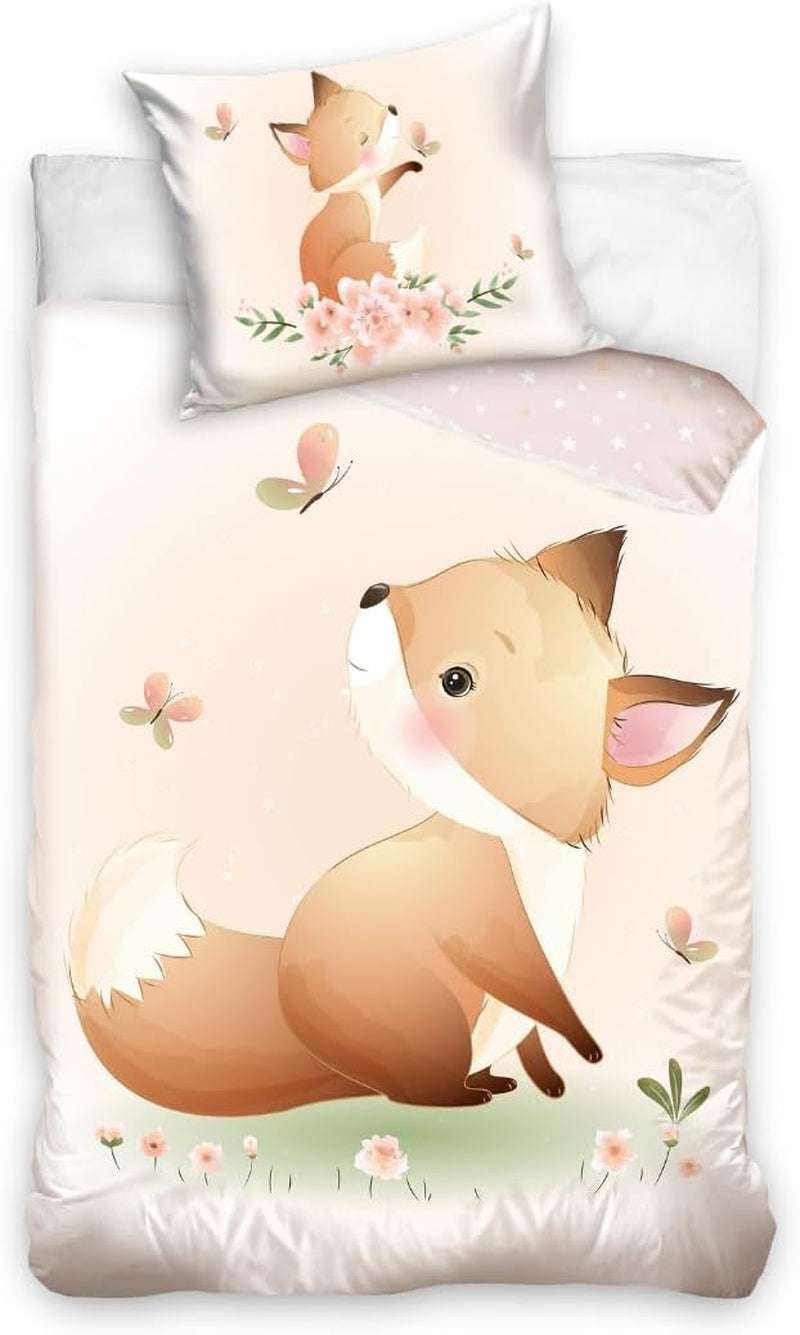 Juego de cama infantil, animal, 100% algodón con cremallera Ropa de cama - infantil Naty Shop Fox