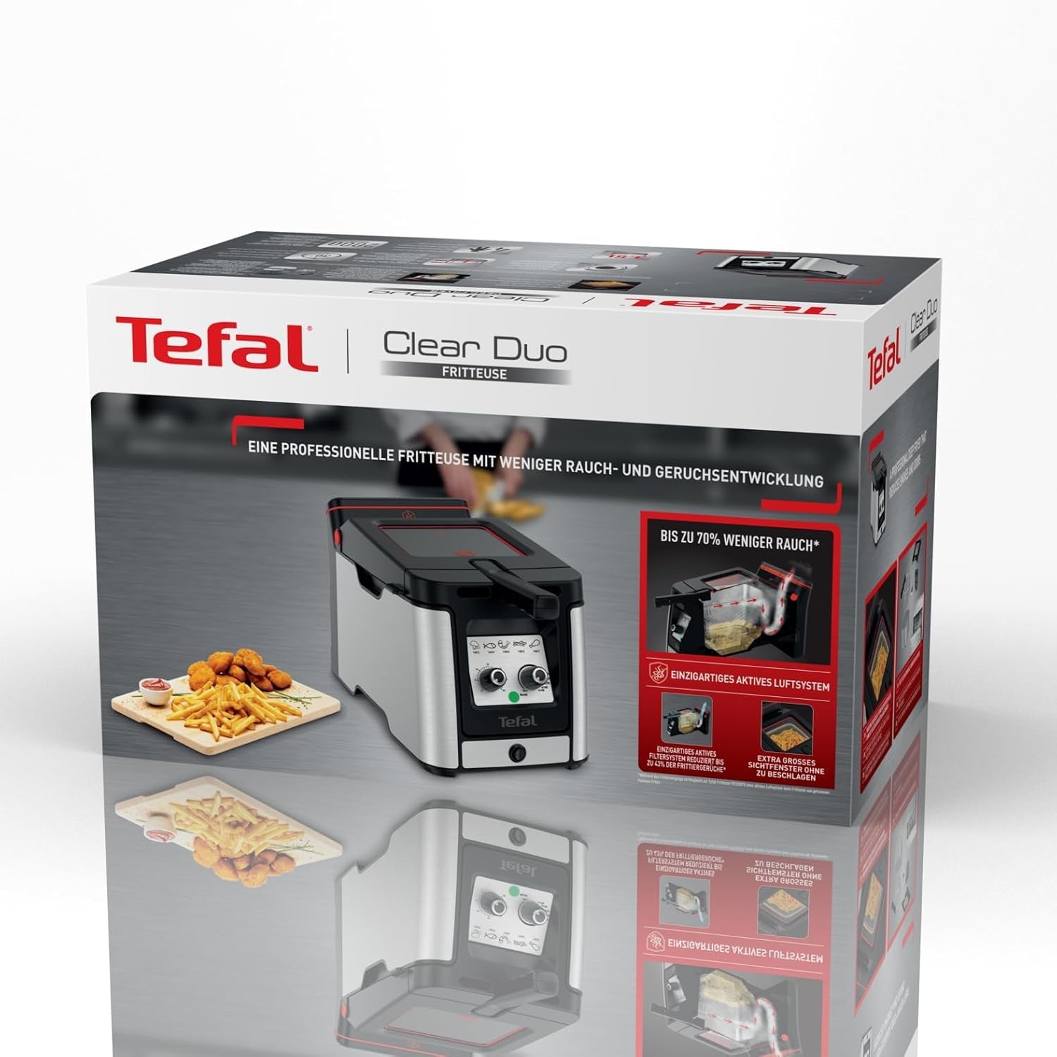 Freidora Tefal FR600D Clear Duo, fritura con menos humo y olores, 1,2 kg de capacidad, termostato, temporizador, gran ventana de visualización sin vaho Electrodomésticos Naty Shop