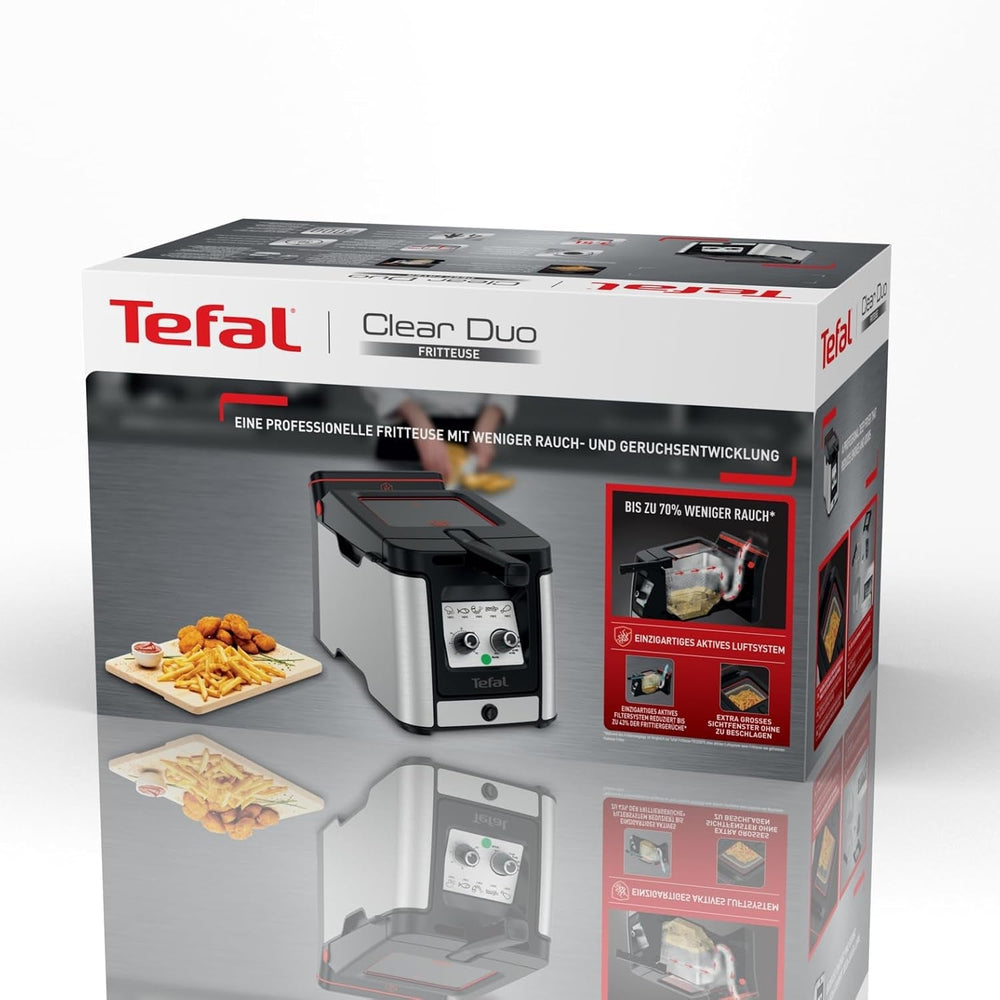 Freidora Tefal FR600D Clear Duo, fritura con menos humo y olores, 1,2 kg de capacidad, termostato, temporizador, gran ventana de visualización sin vaho Electrodomésticos Naty Shop