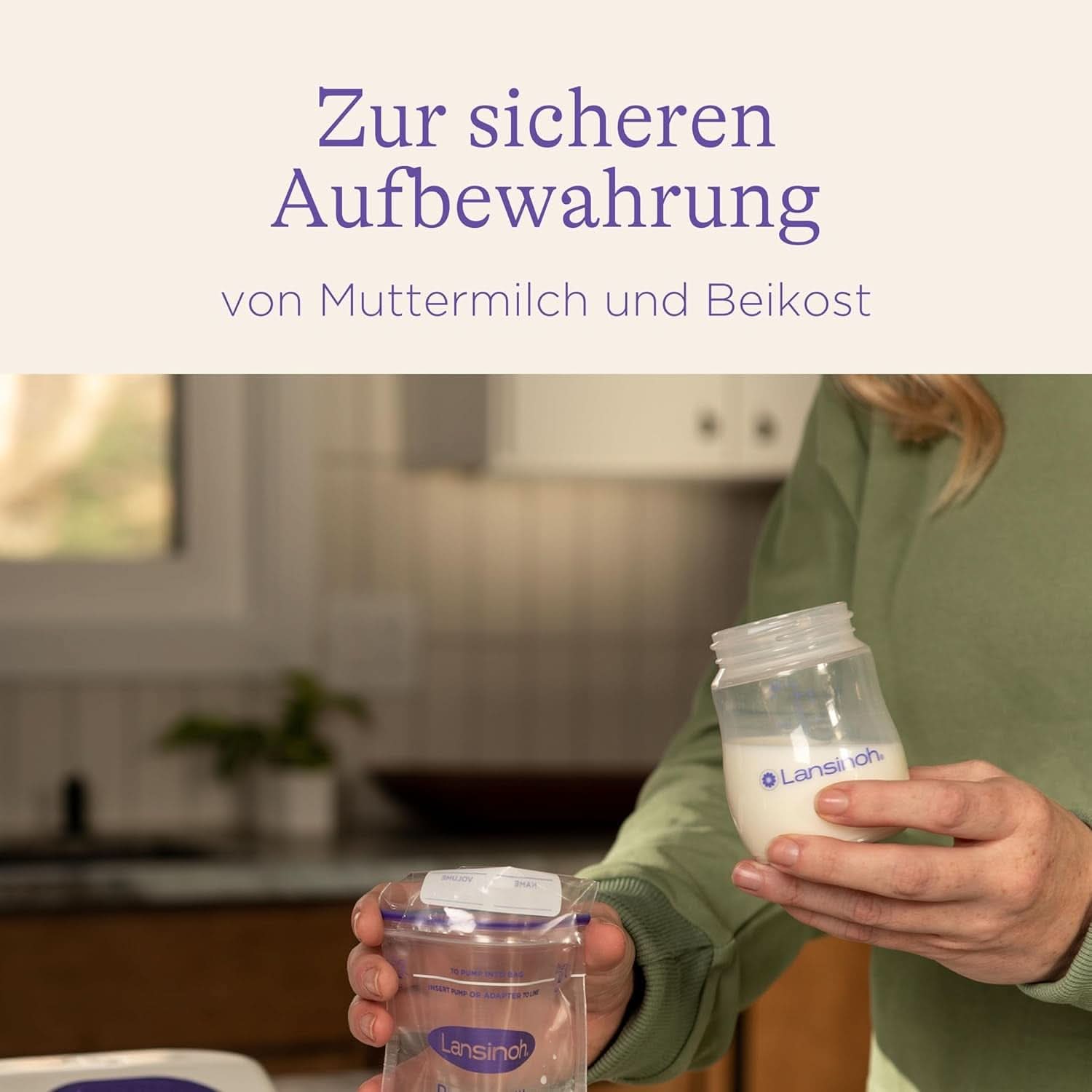 Lansinoh Muttermilchflaschen, 4 X 160 Ml - Zur Sicheren Muttermilch Austellungen - Neues Kompaktes Design Für Verbesserte Stabilität - Mit Stapelbarem Deckel Accesorios Alimentación y Lactancia Bebe Naty Shop