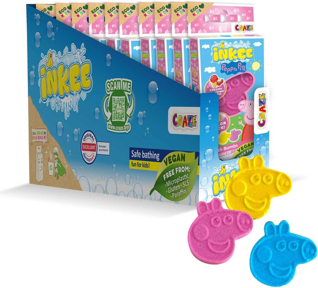 INKEE SURPRISE - Bombe de baie Peppa Pig pentru copii cu jucarie surpriza Peppa Pig pentru cada - aditiv pentru baie pentru copii Mama si Copilul Naty Shop 8x bombe de baie Peppa Pig
