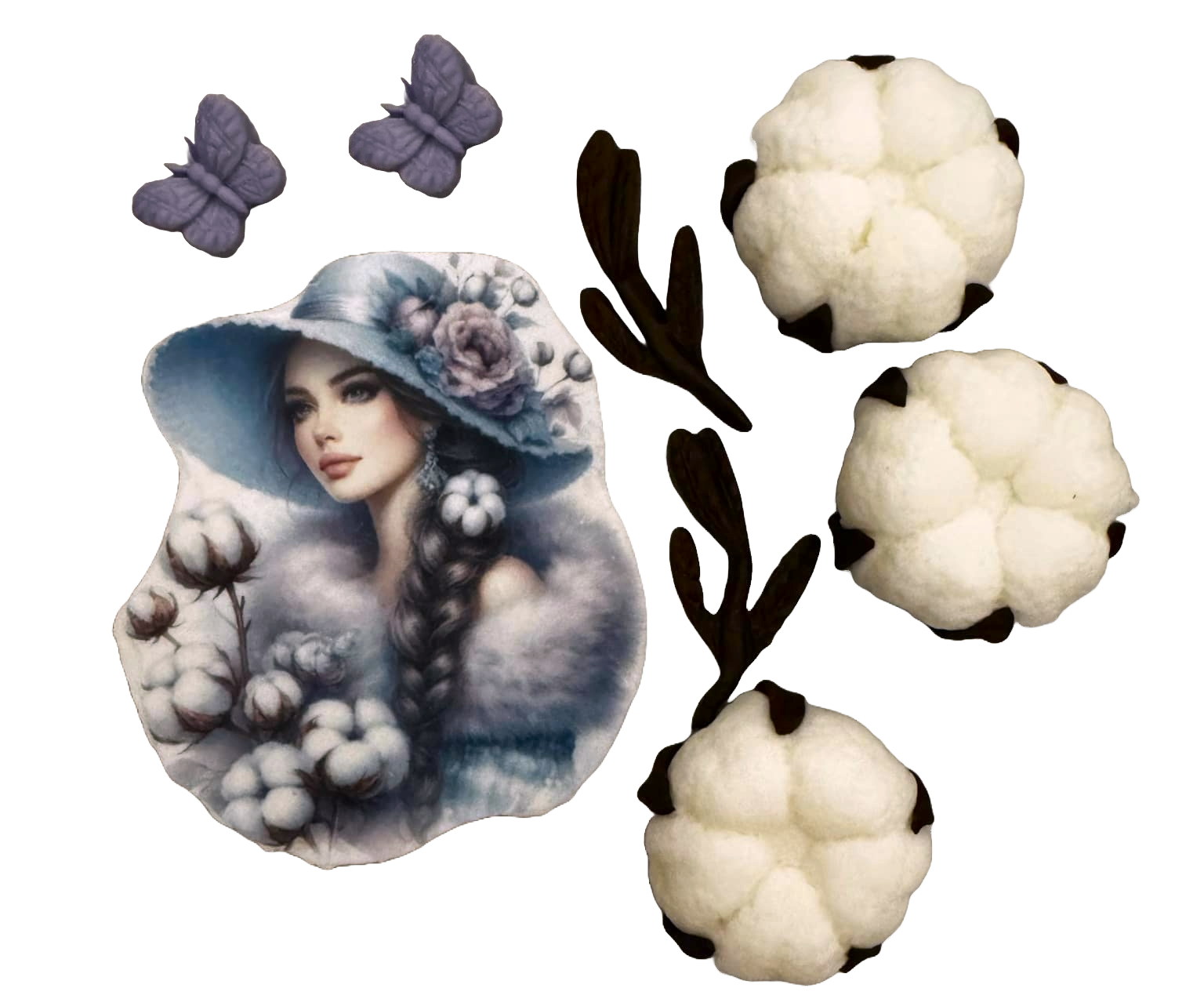 Set 8 decoratiuni comestibile din pasta de zahar, Beautiful Lady Decoratiuni din Pasta de Zahar Nati Shop