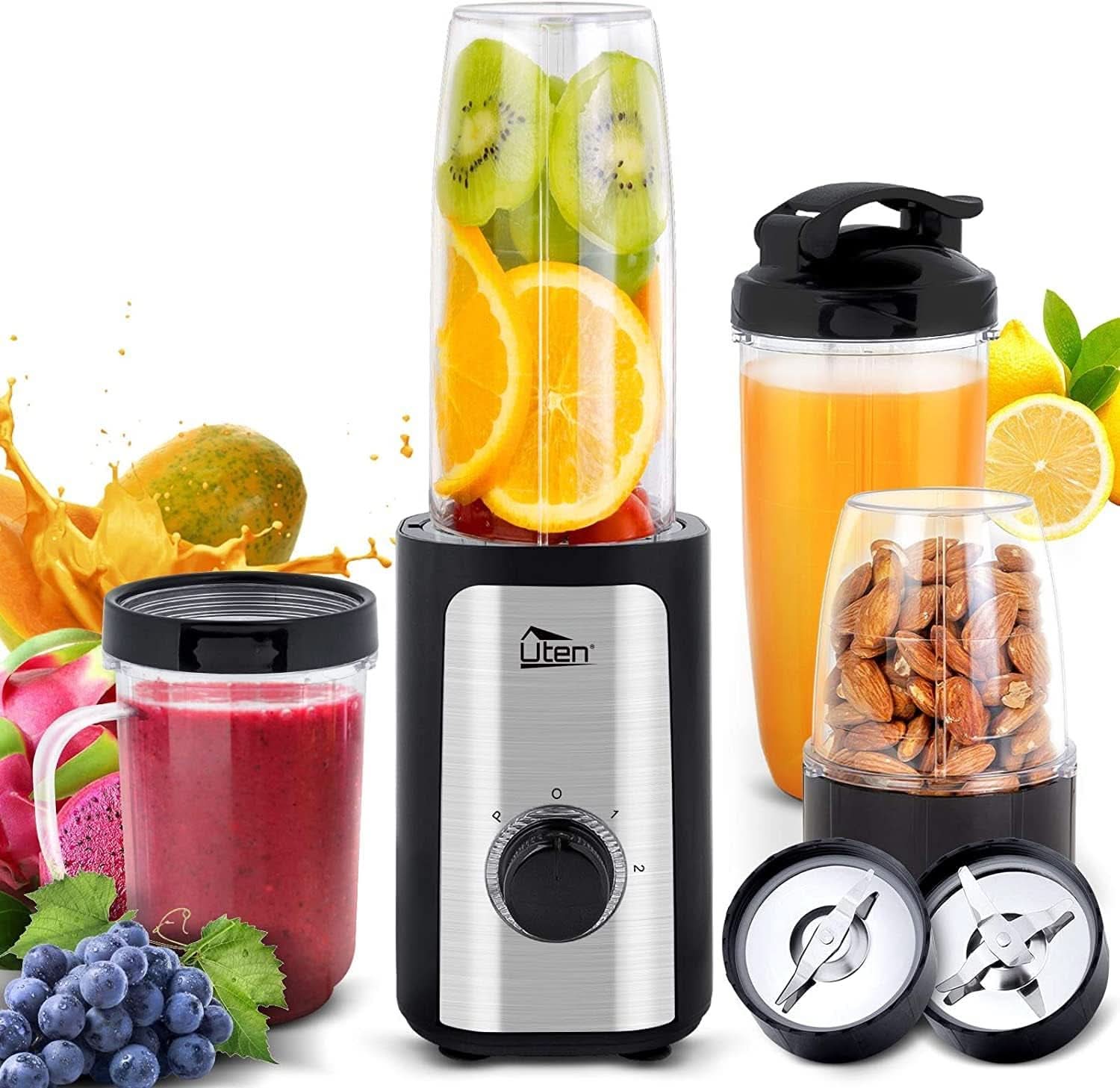Batidora con base Uten 2L, 1800 W Batidora Hochleistungsmixer, Pulse Und 5 Geschwindigkeiten, Edelstahlgehäuse, 6 Klingen, Macht Milchshake-Smoothies, Mahlbare Kaffeebohnen Mother and Child Naty Shop 700Ml(4 In 1)+380W+3 Gang