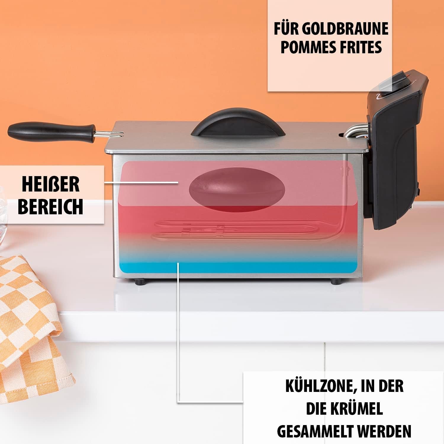 Freidora de aceite Tristar FR-6935, 2000 vatios, 3 litros, termostato, zona fría, 3-4 personas, metal Electrodomésticos Naty Shop