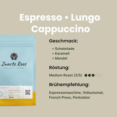 Blend Nr. 1 – Espressobohnen (ganze Bohnen) – 100% Arabica, Espresso-Röstung – Schokolade, Karamell & Mandel – Direkt gehandelt – Für Espresso & Cappuccino, 1 kg Kaffeebohnen