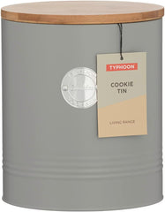 LIVING collection, borcan pentru biscuiți cu capac | gri pastel | cutie de depozitare de 3,4 L pentru biscuiți | borcan pentru biscuiți din oțel cu capac | borcane de depozitare etanșe din bambus cu capac Cutii depozitare alimente Naty Shop