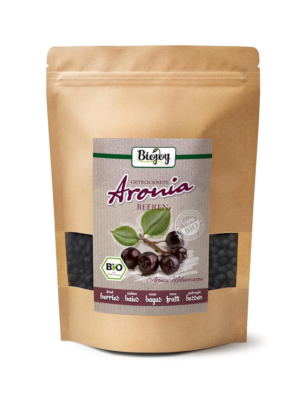Biojoy fructe de aronia organice (1 kg), uscate și întregi (Aronia melanocarpa) Produse deshidratate Naty Shop 500 G
