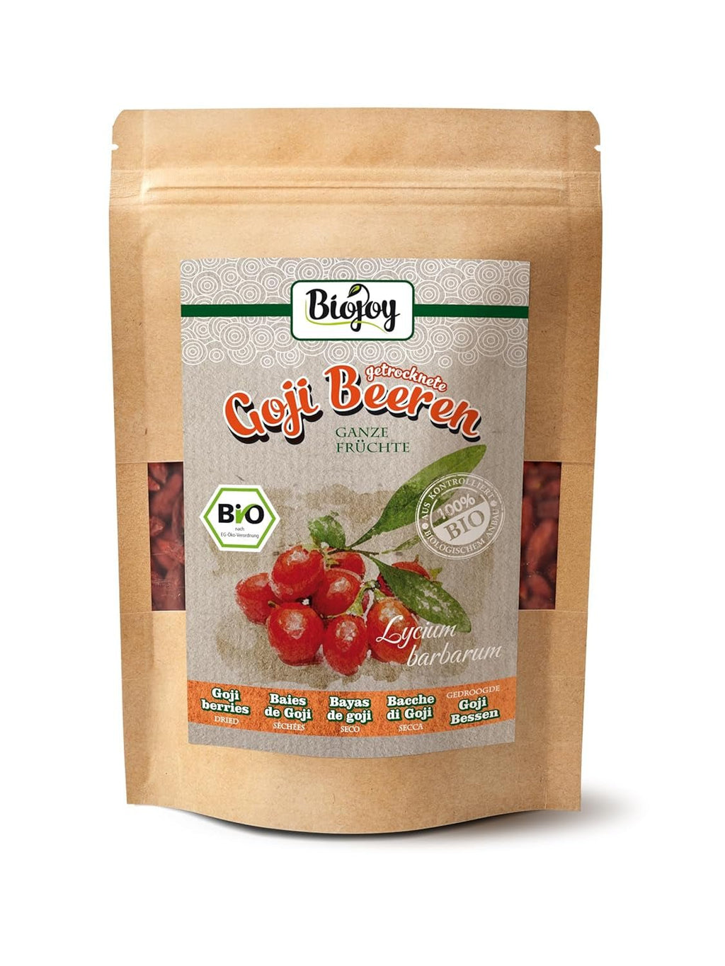 Biojoy fructe de goji bio uscate (1 kg), fructe de lup întregi și nesulfurate Produse deshidratate Naty Shop 250 G