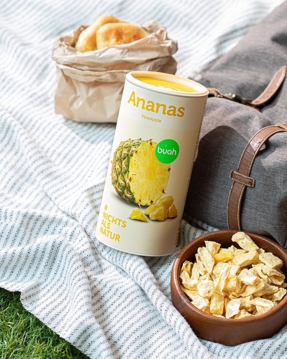 BUAH® Ananas liofilizat | Chipsuri cu ananas ca gustare sau pentru muesli și deserturi | Înlocuitor ideal pentru dulciuri | Vegan și fără zahăr adăugat | 100% fructe liofilizate | 200 g Produse deshidratate Naty Shop