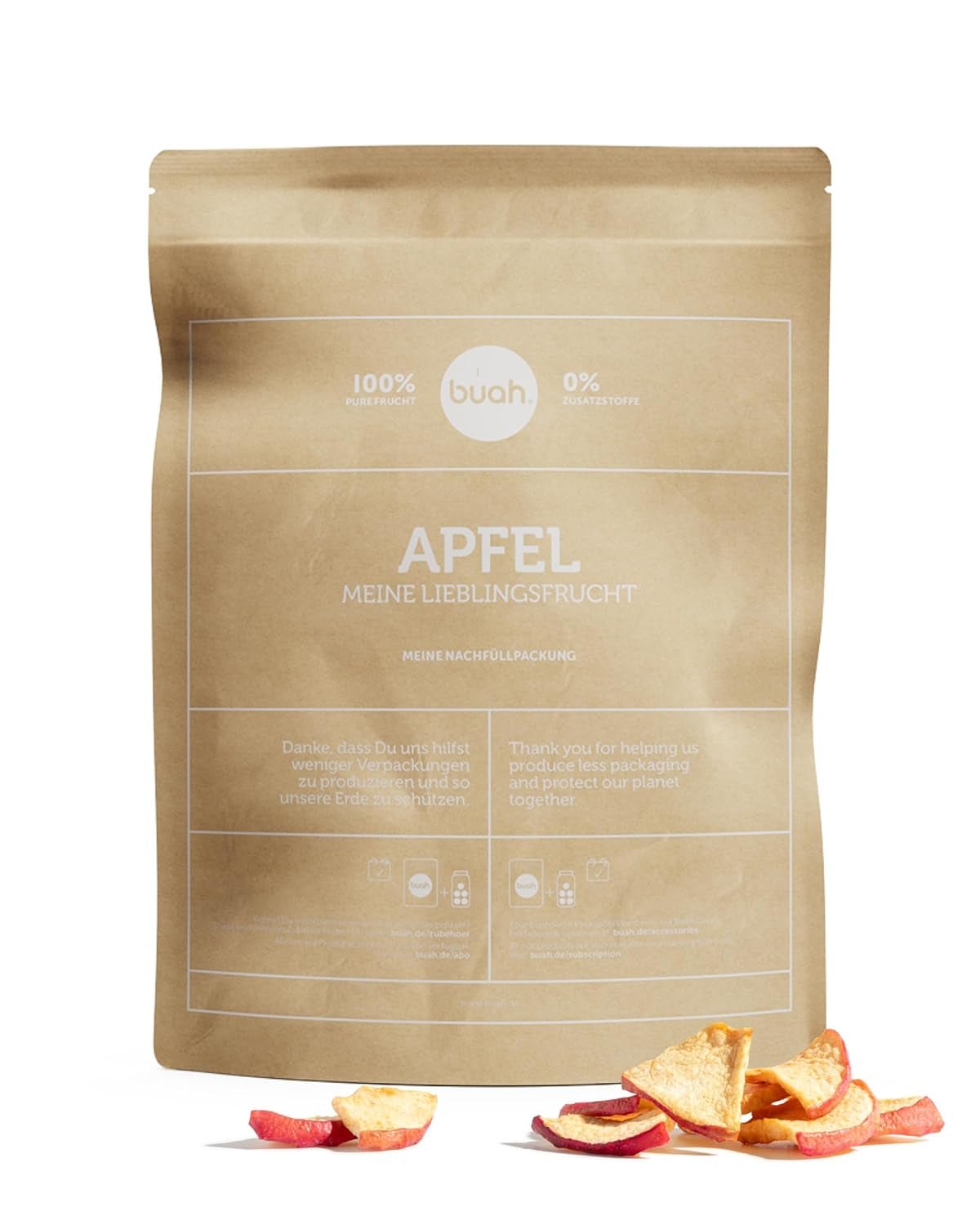 BUAH® Mere organice liofilizate | Mere organice liofilizate fără zahăr adăugat | 100% fructe liofilizate (vegan fără gluten fără lactoză) | Gustare ideală (110g) Produse deshidratate Naty Shop 308 G