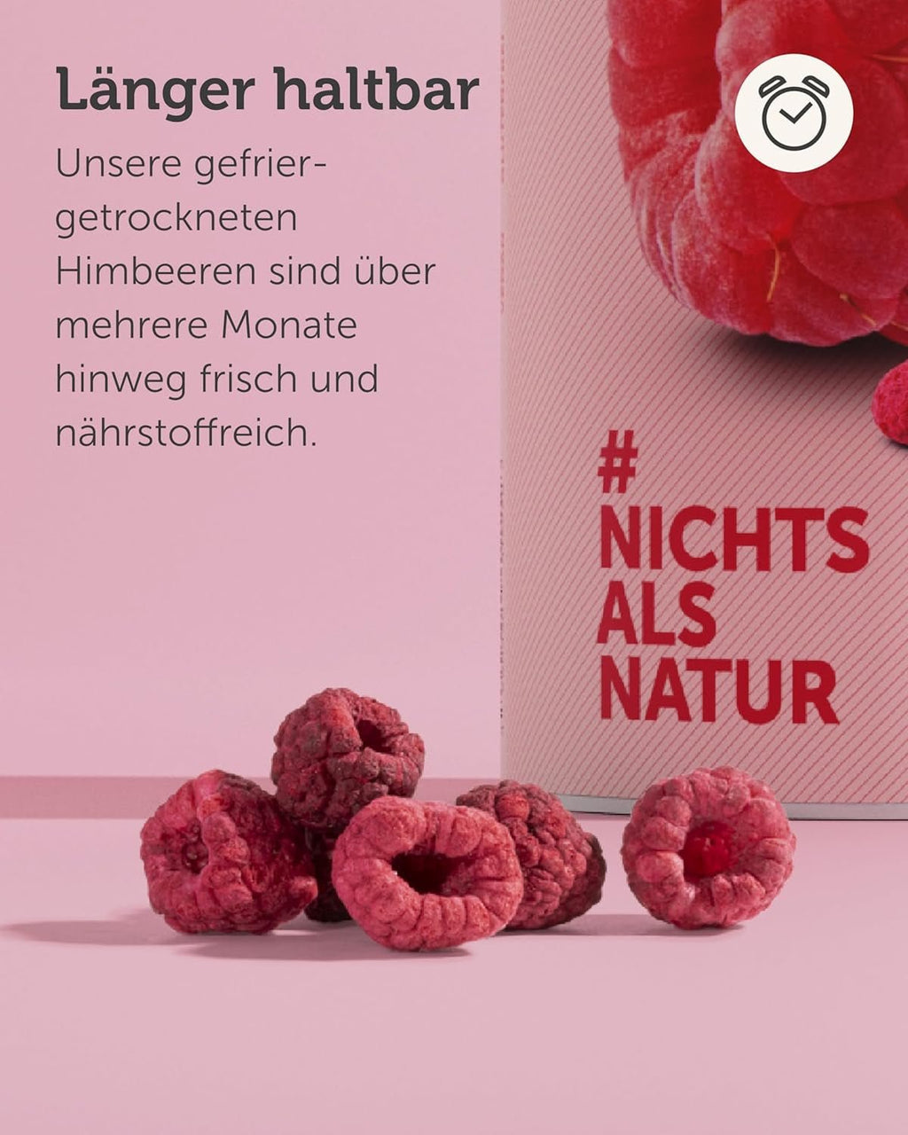 BUAH® Zmeură organică liofilizată | chipsuri de zmeură ca gustare, pentru muesli și deserturi | înlocuitor ideal pentru dulciuri | vegan și fără zahăr adăugat | 120g Produse deshidratate Naty Shop