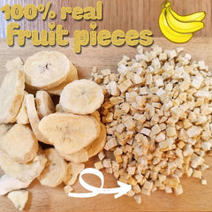 Bucăți de banane liofilizate | Banane uscate fără zahăr | Banane liofilizate | Banane cu fructe uscate | Banane proaspete liofilizate | Bucăți de banane cu fructe liofilizate Produse deshidratate Naty Shop