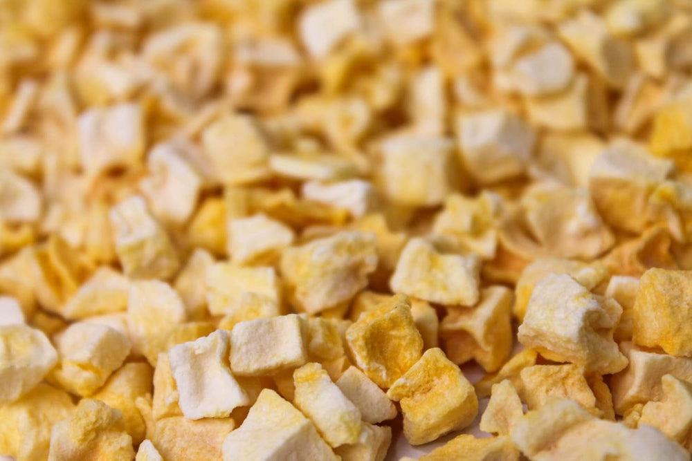 Bucăți de mango liofilizat 100g - Fructe liofilizate - Fructe uscate liofilizate - Mango uscat - Perfect pentru gustări, coacere, muesli, smoothie-uri și deserturi Produse deshidratate Naty Shop