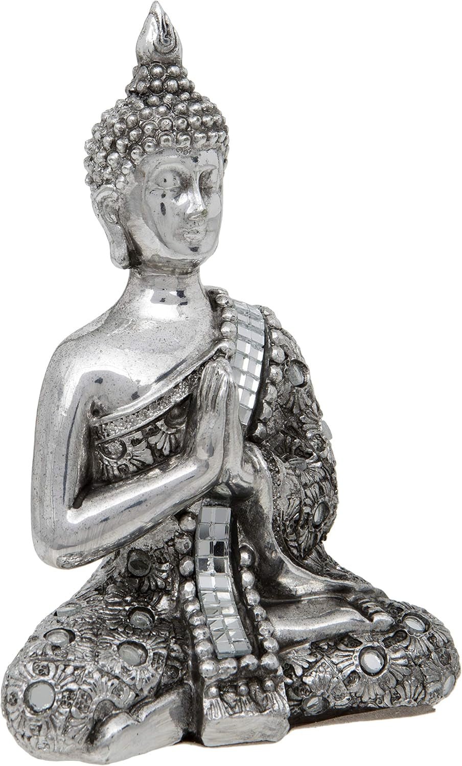 Buddha thailandez cu pânză de meditație argintie reflectorizantă cu mâini, 13 cm, argintiu Statuete si sculpturi Naty Shop Titlu implicit