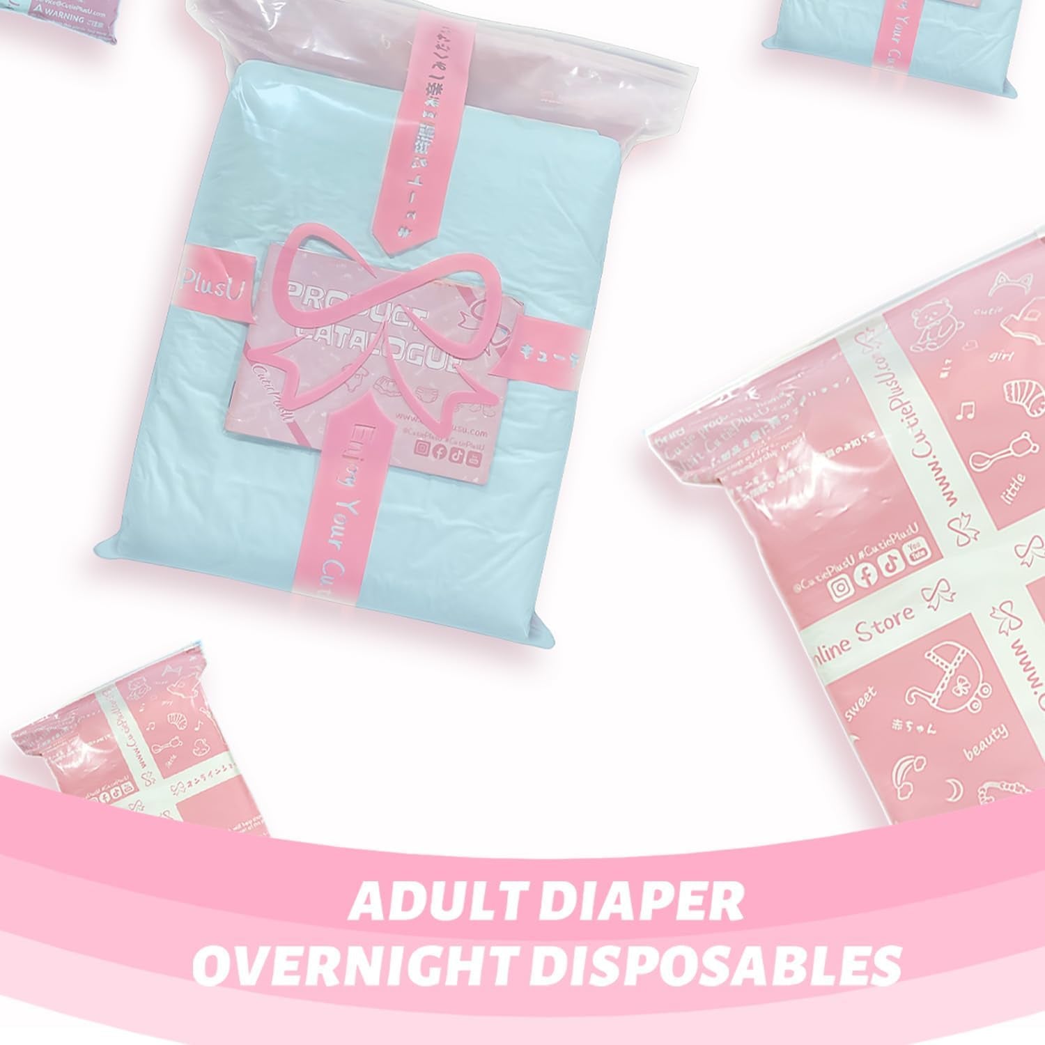 CutiePlusU Pañales para adultos, superficie seca, máxima absorbencia durante la noche, pañal desechable para incontinencia, azul, paquete de 2 (mediano 71-96 cm)