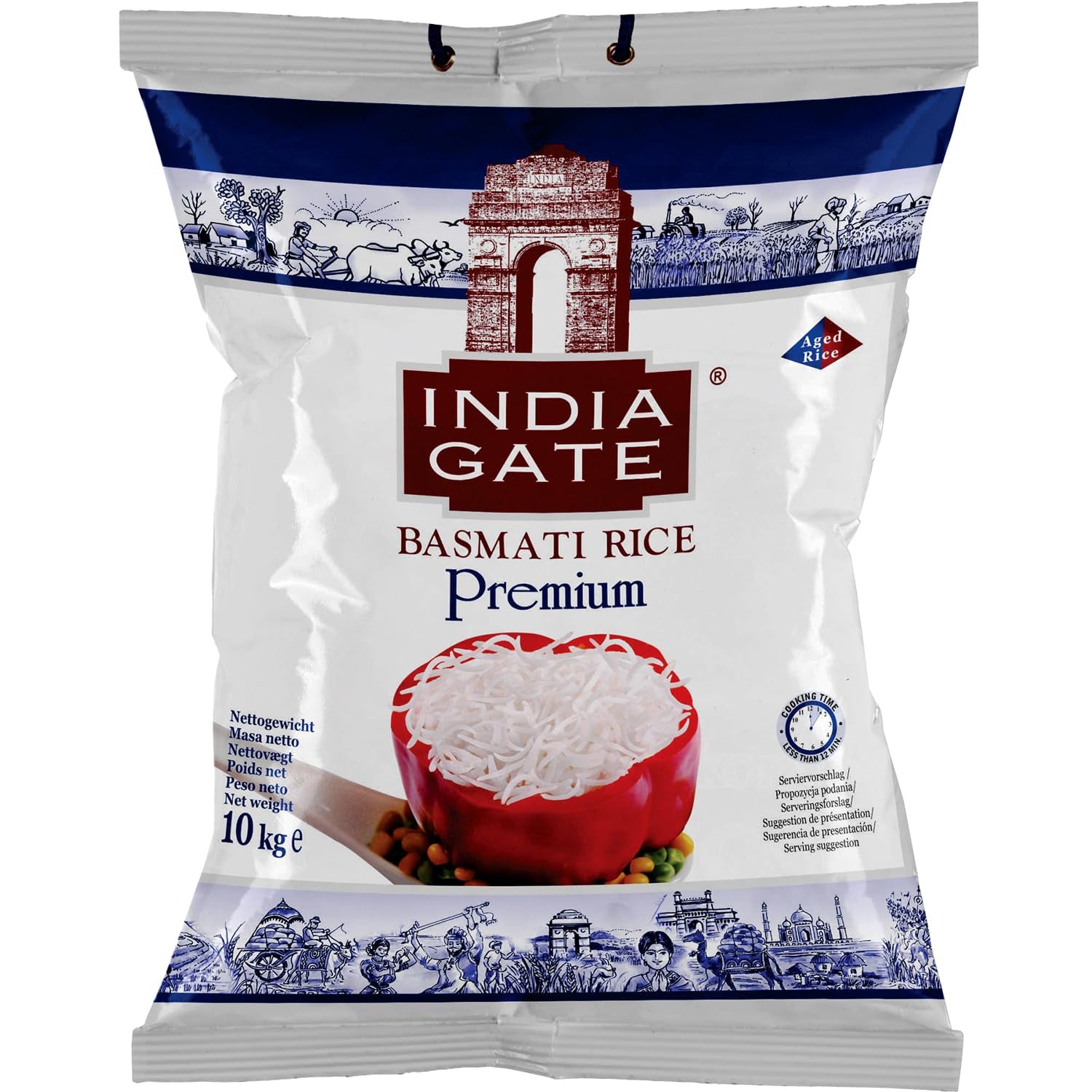 INDIA GATE Arroz Basmati Premium – Arroz fino y aromático de grano largo de la India, grano fino y largo (1 x 5 kg)
