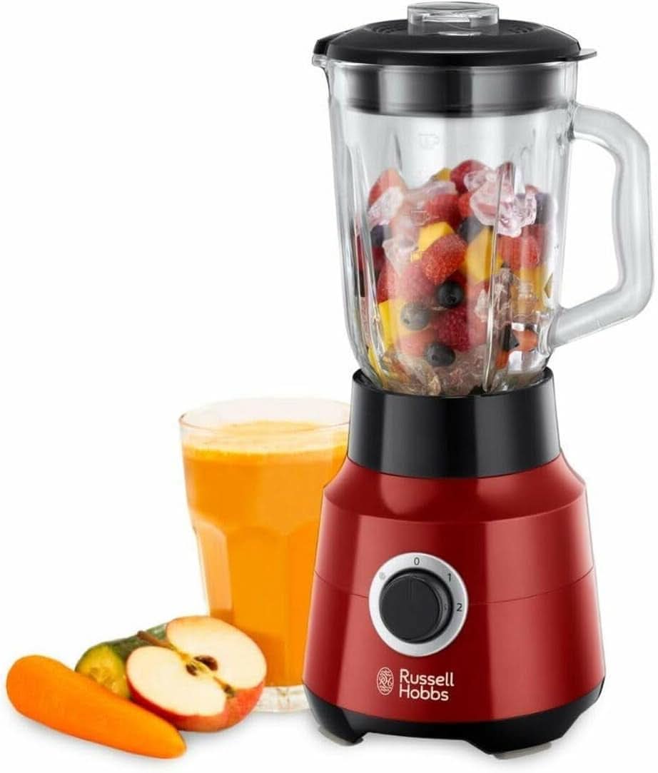 Russell Hobbs Standmixer [1,5L Glasbehälter] Desire Rot (Starker 0.9PS Motor, Impuls-/Ice-Crush-Funktion, Edelstahlmesser, Bpa-Frei Mixer, Elektrischer Zerkleinerer, Smoothie-Maker) 24720-56 Mama si Copilul Naty Shop