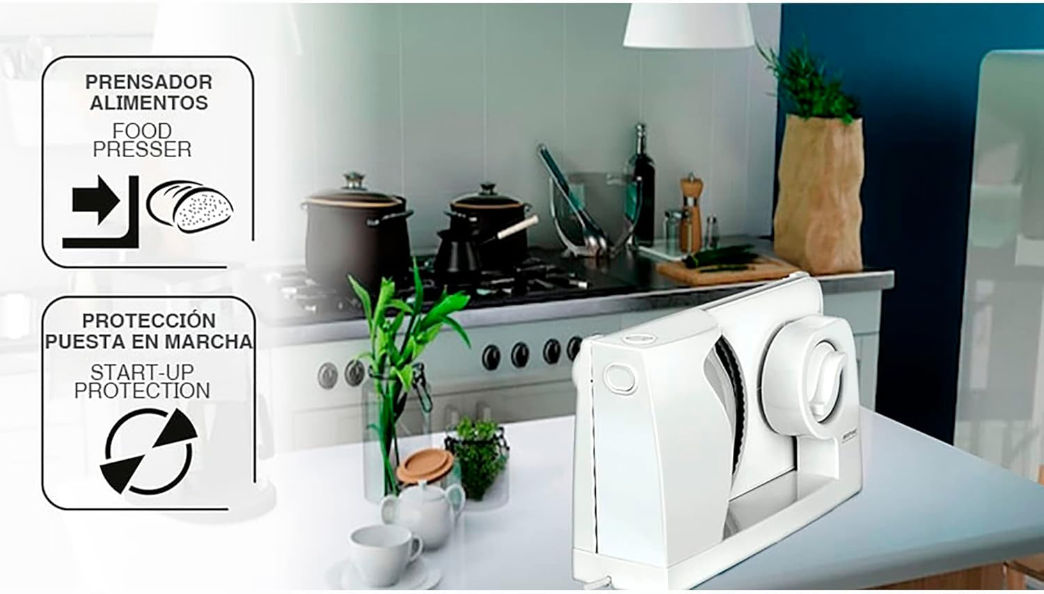 MPM MKR-05 Cortadora eléctrica universal, espesor de corte regulable hasta 15 mm, 150 W Trituradoras y Rebanadoras Naty Shop