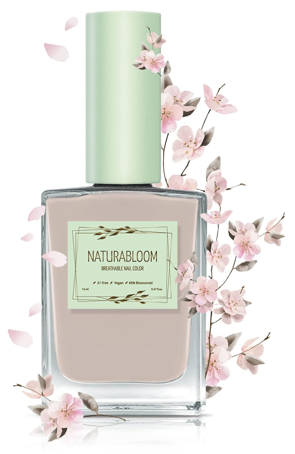 Esmalte de uñas beige de secado rápido (Moon Dust) - esmalte de uñas natural con fórmula vegana - transpirable, sostenible y duradero, 14 ml
