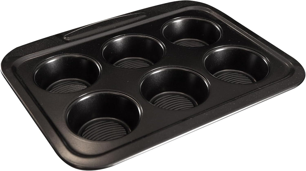 Masterpro Foodies - Bandejas de horno para 6 muffins - Distribución uniforme del calor - Fabricadas en acero al carbono - Fondo antiagarrotamiento - Bandejas y moldes para horno extraíbles y fáciles de lavar Naty Shop Multicolor 28,9 X 23,1 X 3,3 Cm