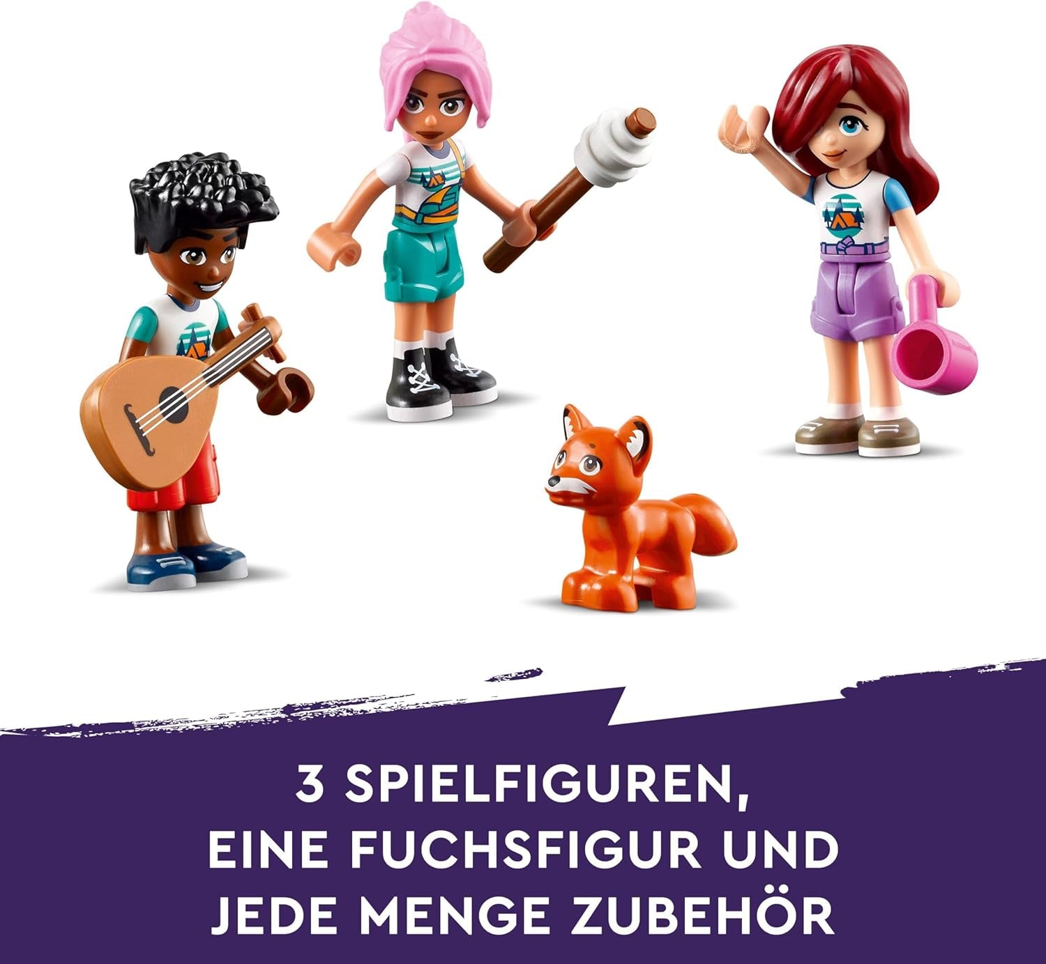 LEGO Friends Cabañas Acogedoras en el Campamento de Aventuras, Juego de rol al aire libre, Juguete infantil para niñas y niños a partir de 7 años con 3 figuras y un zorro, Juguete para acampar 42624 Juegos de construcción Besuche den LEGO-Store