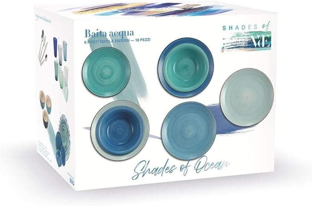 VDE  1996 Baita Acqua Ocean 5907301 Tafelservice aus Steingut, 18-teilig