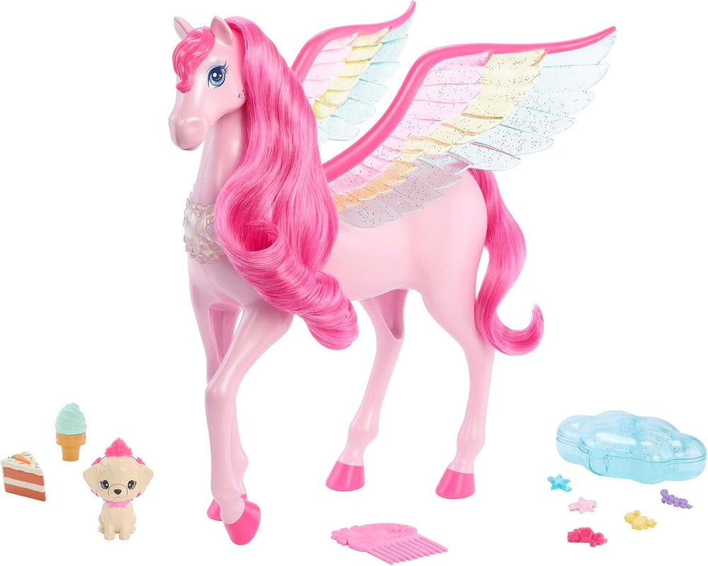 Barbie Un Pegaso Mágico Oculto - Juguete Interactivo con Luces y Sonidos, 10 Accesorios, Alas de Arcoiris, para Niños de 3 Años en Adelante, Muñecas HLC41 Naty Shop Single