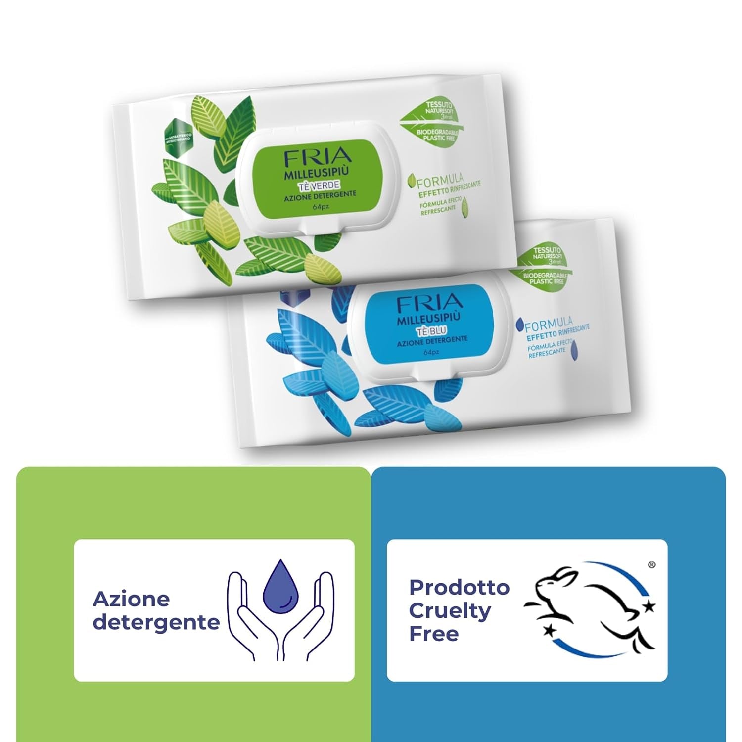 MilleusiPiu Maxi con tapa, 64 toallitas húmedas, 64 unidades