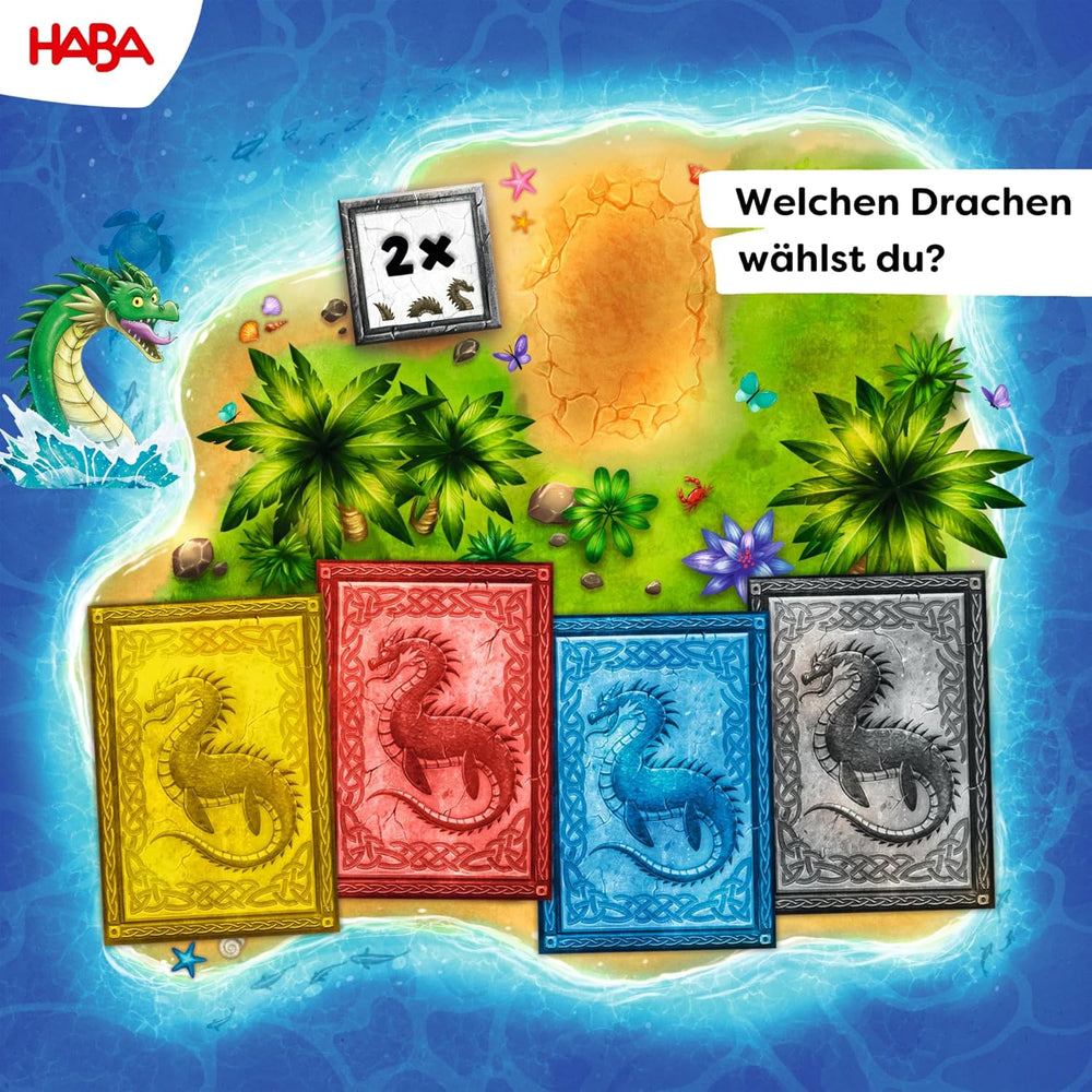 HABA Water Dragons - Juego de dados y estrategia para niños a partir de 5 años - Emocionante juego de mesa con dragones y figuras de madera - Juego familiar para 2-4 jugadores - 1307133001