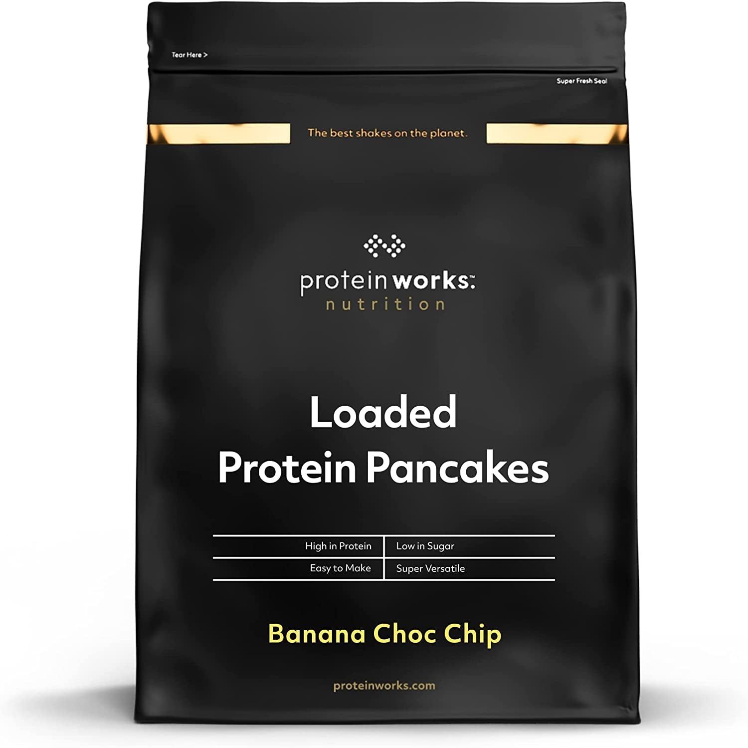 Protein Works - Pfannkuchen de proteínas cargadas | Premium Pfannkuchen Mischung | Tortitas Eiweiss | Panqueques proteicos | 8 porciones | Naturalmente | 500G Mezcla para hornear y cocinar Naty Shop 500G Plátano-Choco-Chip