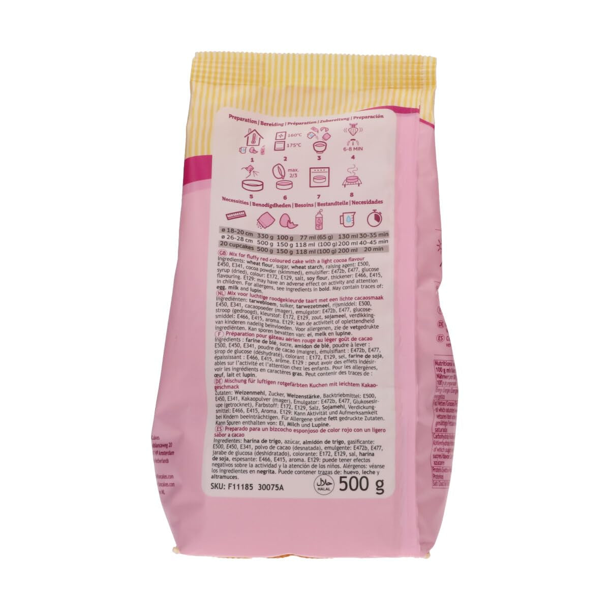 Mezcla de Funcakes para pastel Red Velvet: Einfach Zu Berübenender, Schön Weicher Und Flauschiger Kuchen Mit Leichtem Schokoladengeschmack, Auch Für Cupcakes Aus Rotem Samt Geeignet, Halal. 500 G. Mezcla para hornear y cocinar Naty Shop